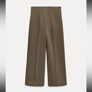 Zara - Wide Leg Culotte Pants Cropped Khaki